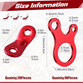 Eowppue 30 Pcs Aluminum Guy Rope Tensioners Tent Wind Rope Fastener Buckle Cord Adjuster Guyline Wind Rope Cord Lightweight for Camping Hiking Backpacking Picnic Outdoor Tent Accessory (Red)