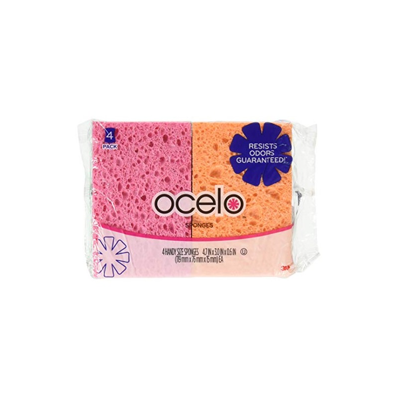 O-Cel-O Handy Sponges, Assorted Colors(Packaging May vary), 4 Count, pack
