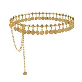 Faletony Women's Concho Chain Belt Gold Chain Belt Metal Body Chain Fringe Waist Chain Fashion Elegant Decorative Belt for Jeans Dresses, Metal