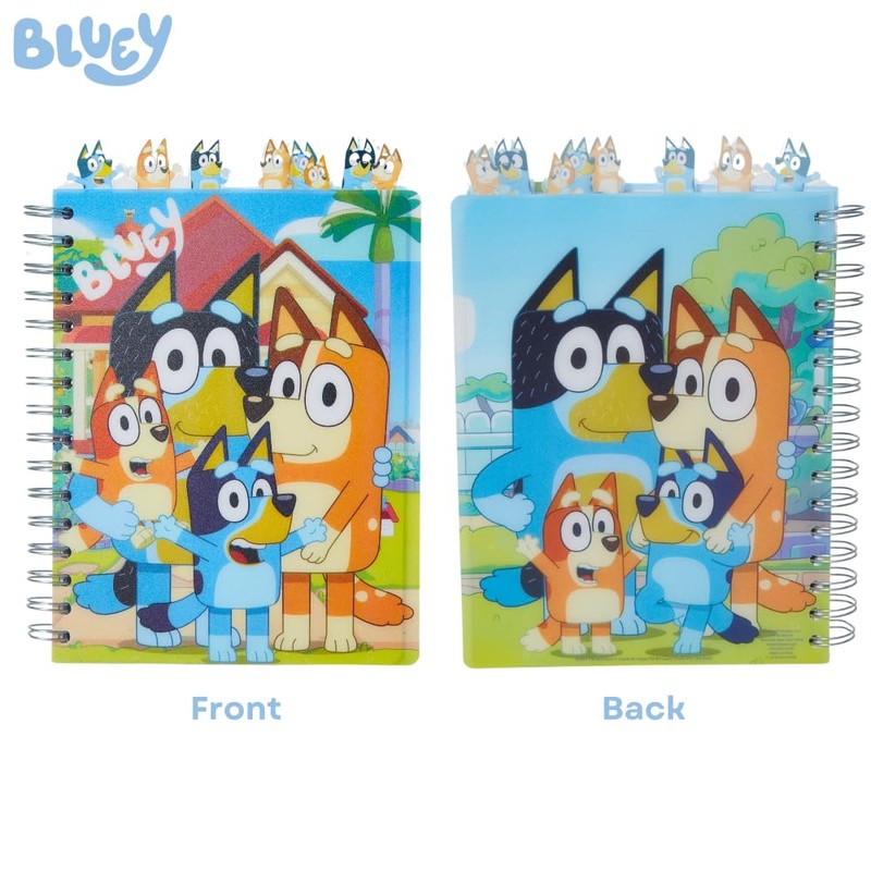 Bluey Tab Journal Notebook, Spiral Bound, 144 Lined Pages, 8