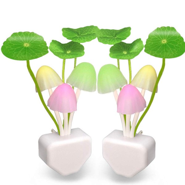 [2 Pack] UTLK Plug in LED Mushroom Night Light Lamp