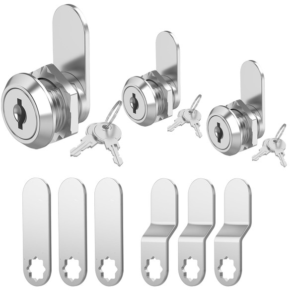 Hecfu 3 Pcs Cabinet Locks with Keys, 5/8" Tubular Cam
