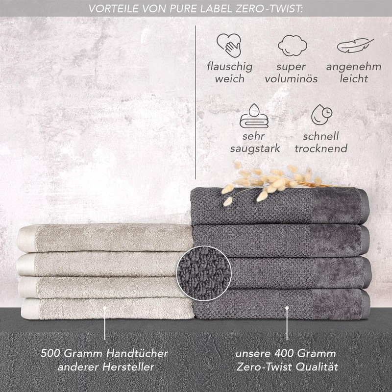 Pure Label 4-Piece Guest Towels 30 x 50 cm with