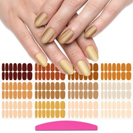 SILPECWEE 12 Sheets Orange Nail Polish Stickers Full Nail Wraps Bright Solid Color Gel Nail Strips Self Adhesive Nail Polish Strips Fingernail Sticker Nails for Women with Nail File