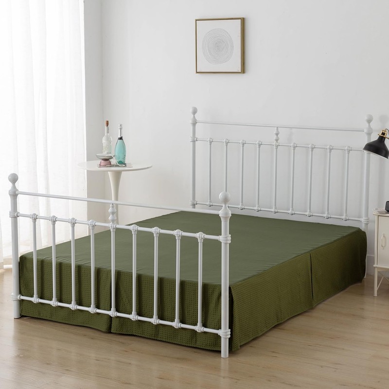xuan dian Queen Bed Skirt, Pleated Waffle Weave Bed Skirt