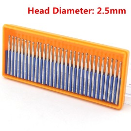 JINGLING 30 Pcs Bur Diamond Grinding Head 1-3mm Round Ball Bits Carving Burrs Shank 3/32" - 2.5mm