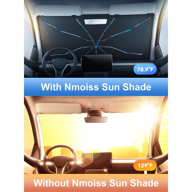 [2025 Upgraded] Nmoiss Windshield Sun Shade Umbrella [Ice Rib] High