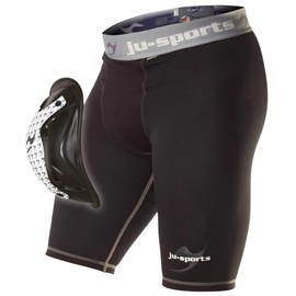 Ju-Sports Groin Guard Base Supporter + Motion Pro Flexcup - Ventilated Preformed Cup Pocket Made of Breathable Mesh Material I With 4-Way Stretch Material, black