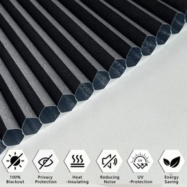 Arch Window Shades Blackout Cellular Honeycomb Blinds Half Circle Cordless No Drill, Thermal Insulated UV Protection, Easy to Cut and Install (Black, Radius: 24", 1 Pack)