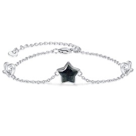 TANGPOET Star Bracelet 925 Sterling Silver Love Bracelet for Womens Bracelet Adjustable Crystal Jewellery Gifts for Women Girlfriend Couples Gifts