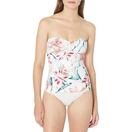 La Blanca Traje de baño estándar de una Pieza con Hombros para Mujer, Blanco//Flyaway Orquídea, 10