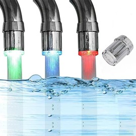 3-Color LED Water Faucet Temperature Sensitive Gradient Light Water Faucet Stream Color Changing Faucet Tap Sink Faucet for Kitchen/Bathroom
