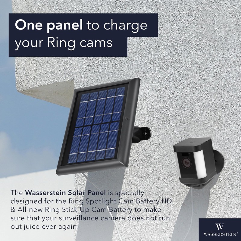 Wasserstein Solar Panel Compatible with Ring Spotlight Cam/Plus/Pro Battery, Stick