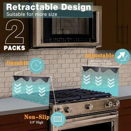 2 Pair Stove Covers, 35 to 70cm Retractable Stove Counter Cover, Stainless Steel Range Trim Kit, Oven Filler, Stove Guards for Kitchen