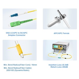 FLYPROFiber- LC/UPC to SC/APC Fiber Optic Internet Cable, OS2 0.5M/1.6ft Single Mode Fiber, Simplex, Length Option:0.5m-10m 9/125um OS1/OS2 Compatible Yellow LSZH OD-2.0mm 0.5M(1.6ft)
