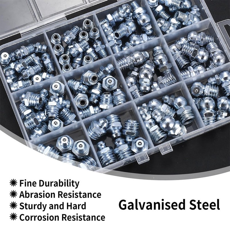 YOUYIDUN - 90Pcs Metric Grease Fittings Kit,Straight and Angled Grease