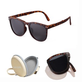 GIFIORE Folding Polarized Sunglasses for Women Men Foldable Driving Anti-glare Sun Glasses,Ultralight,19g (Tortoise shell Frame)