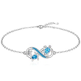 Fenthring Infinity Turtle Anklet Sea Turtle Ankle Bracelets for Women Summer Turtle Anklets Sterling Silver 925 Beach Ocean Theme, regular
