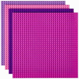 Strictly Briks - Placas base de bloque para niña, paquete de 4 unidades, 10 x 10 pulgadas, color rosa, alfombrillas apilables de ladrillo con tacos de 32 x 32 pulgadas, compatible con todas las