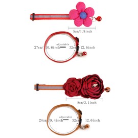 2 Pack Cat Collar Pink Floral with Bell and Removable Flower Bowtie Breakaway Adjustable Cat Collar for Girl Kitten Puppy Small Cats Dogs Daily Decoration (XQ92-1)