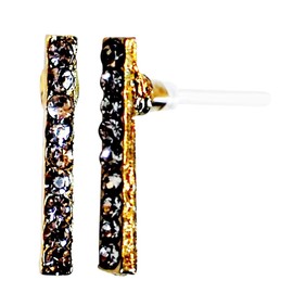 Miyabi Grace Women’s Elegant Gold Crystal Bar Resin Plastic Post Earrings Hypoallergenic For Sensitive Ears
