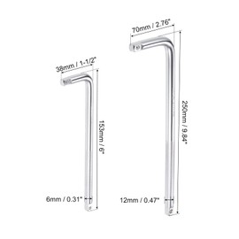 sourcing map 1/4" & 3/8" Drive Socket Breaker Set, L Shape Extension Bar Wrench, CR-V