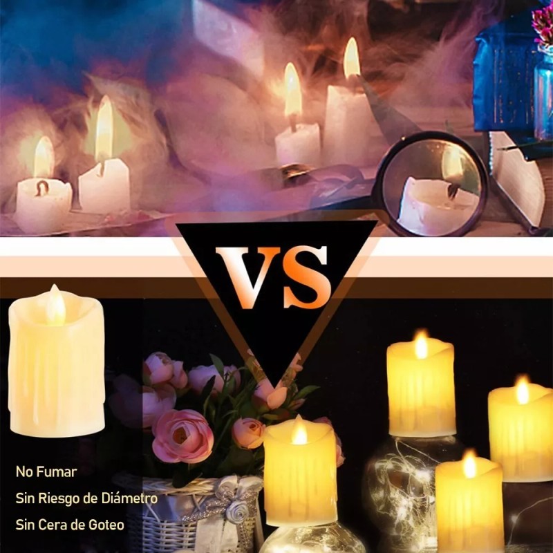 KELAUDIA SHOP Vela Led Recargable Parpadeante Danzantes Control Remoto15cm