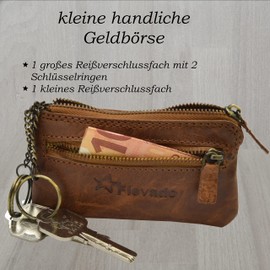 flevado Small Buffalo Leather Key Bag Purse Key Ring Car Pendant for Men and Women, brown, Modern
