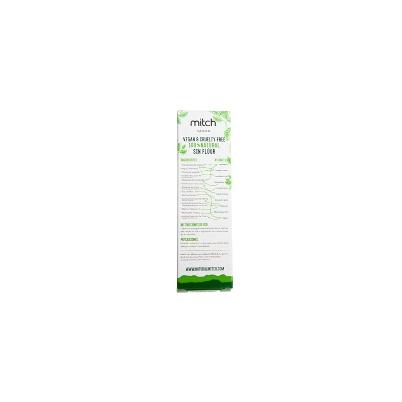 5 Pack Pasta Dental Mitch Sin Fluor 100% Natural Sabor