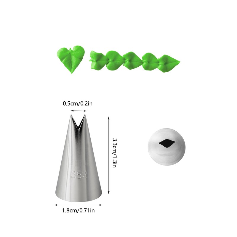 352 Piping Nozzle for Leaves,Ruffles,Zigzags,Ruffles,3 Pcs 352 Leaf Piping Tip
