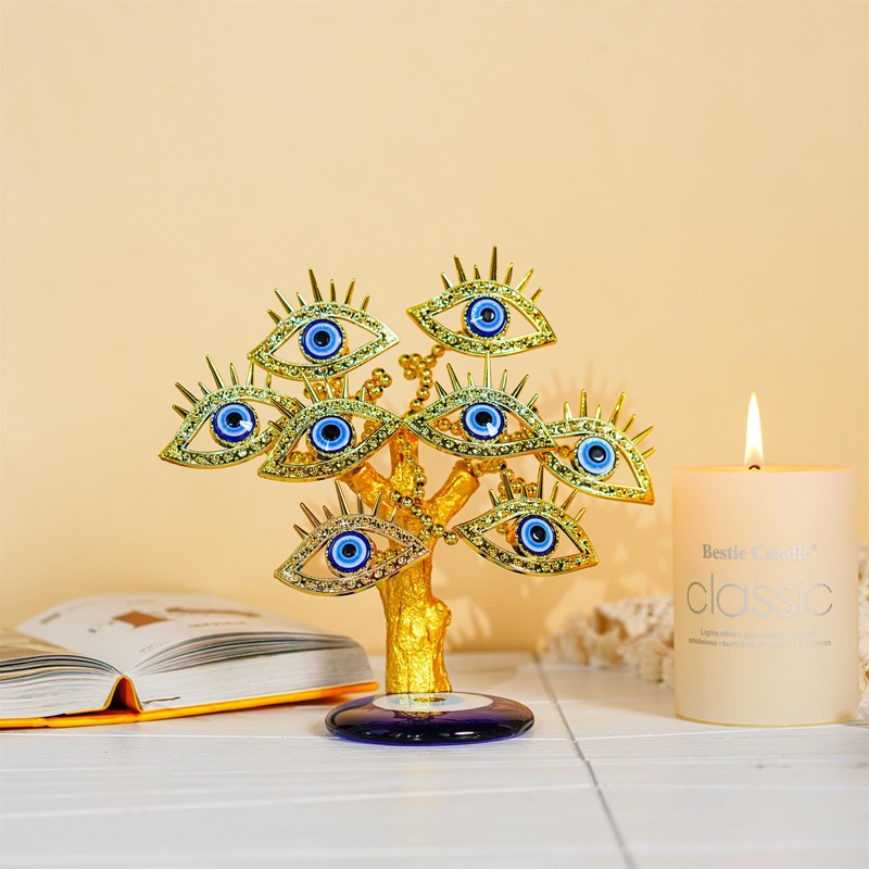 YU FENG Golden Turkish Evil Eyes Tree with Blue Evil