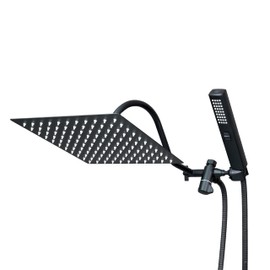 Shower Head Combo,10 Inch High Pressure Rain Shower Head with 11 Inch Adjustable Extension Arm and 3 Settings Handheld,Powerful Shower Spray Against Low Pressure Water with Long Hose (Chrome, 10inch)