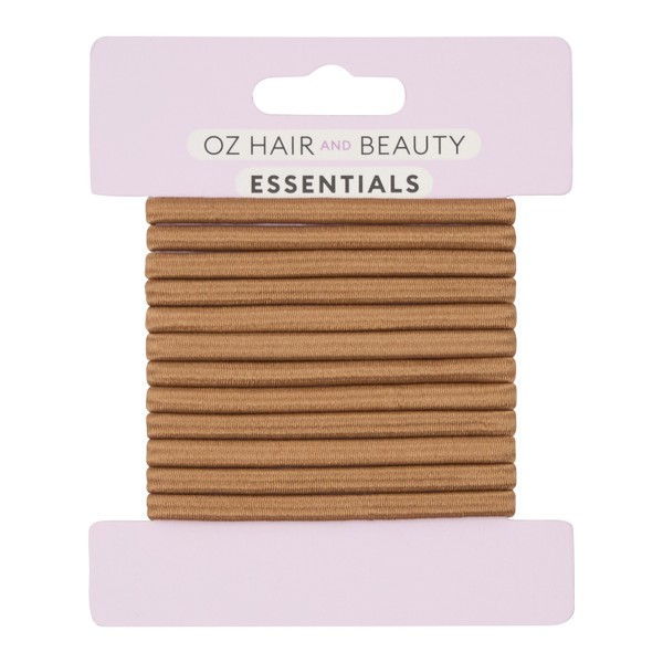 Oz Essentials Thick Hair Elastic 12 Pack - Light Brown
