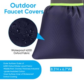 2Pack Outdoor Faucet Covers for Winter - Pro 6.7"W x 8.3"H Outdoor Water Faucet Covers Socks for Winter Freeze Protection Pipe Insulation Reusable Waterproof Insulated Spigot backflow Cover,Blue