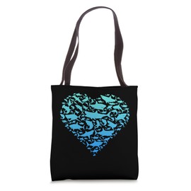 Colorful Cute Hearts Shape Silhouette Lover - Shark Fish Tote Bag