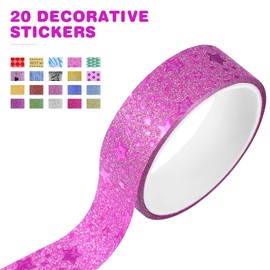 Milisten 20 Rolls Glitter Washi Tape Colored Masking Tape Metallic Color DIY Craft Decorative Tapes for Arts Crafts Scrapbook Gift Wrapping Party Supplies Random Color