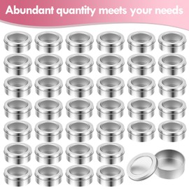 TecUnite 40 Pack 2 Ounce Metal Tin Cans Round Empty Container Salve Tins with Clear Lid for Kitchen, Office, Candles, Candies