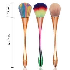 YECIRALA 3 Pcs Rose Gold And Colorful Nail Dust Brush For Acrylic Nails Brush Cleaner Dust Powder Remover Brush For Nail Cleanning Up Brush Set Soft Brush Large Manicure Makeup Brush Blush Brush