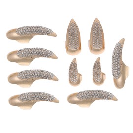 MERRYHAPY 10pcs Gothic Fingernail Claw Rings Rhinestones Nail Accessories Punk Metal Ring Nails Perfect for Parties