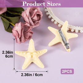 PAGOW 2 Pcs Starfish Hair Clips, Creamy White Hair Clips, Sea Star Wedding Headpiece Hair Accessories For Women Bride