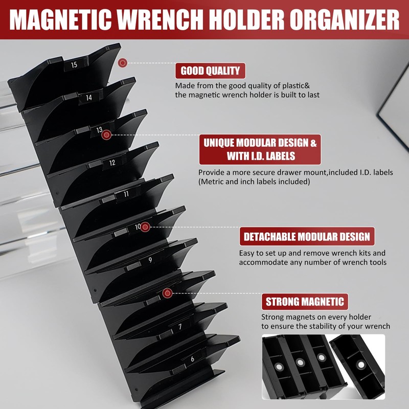 Monliful 48PCS Magnetic Modular Wrench Organizer Wrench Holder - Wrenchs