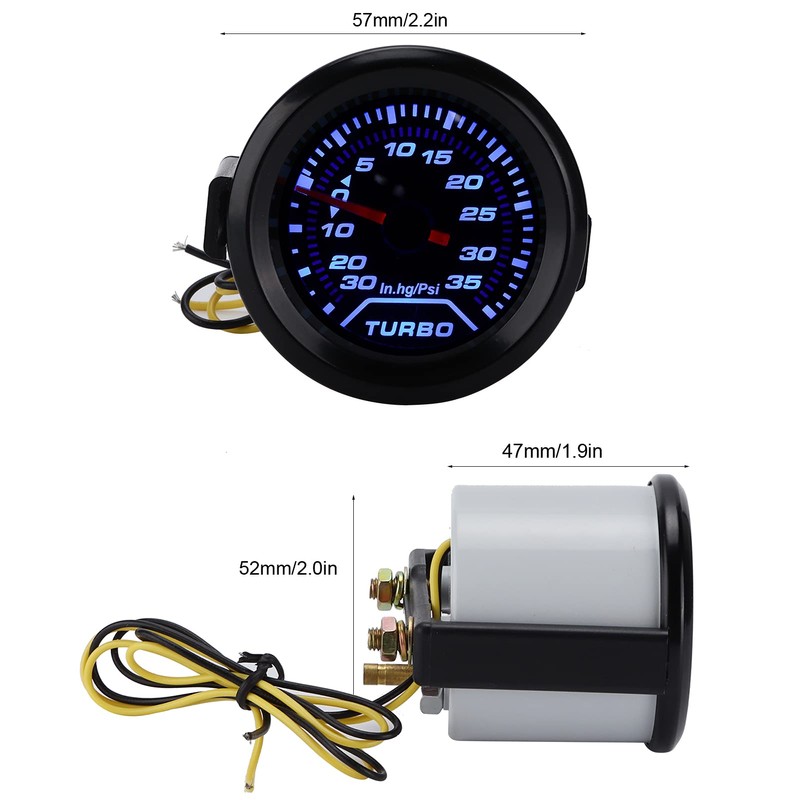 Turbo Boost Gauge Kit, 12 V Turbo Boost Manometer 52