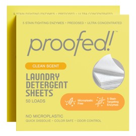 Proofed! Laundry Detergent Sheets, 96 Count, Clean Scent, The Only 100% Plastic-Free Sheet, No PVA or PVOH, Hypoallergenic, Bio-Based Ingredients, Made in USA, 2 Boxes