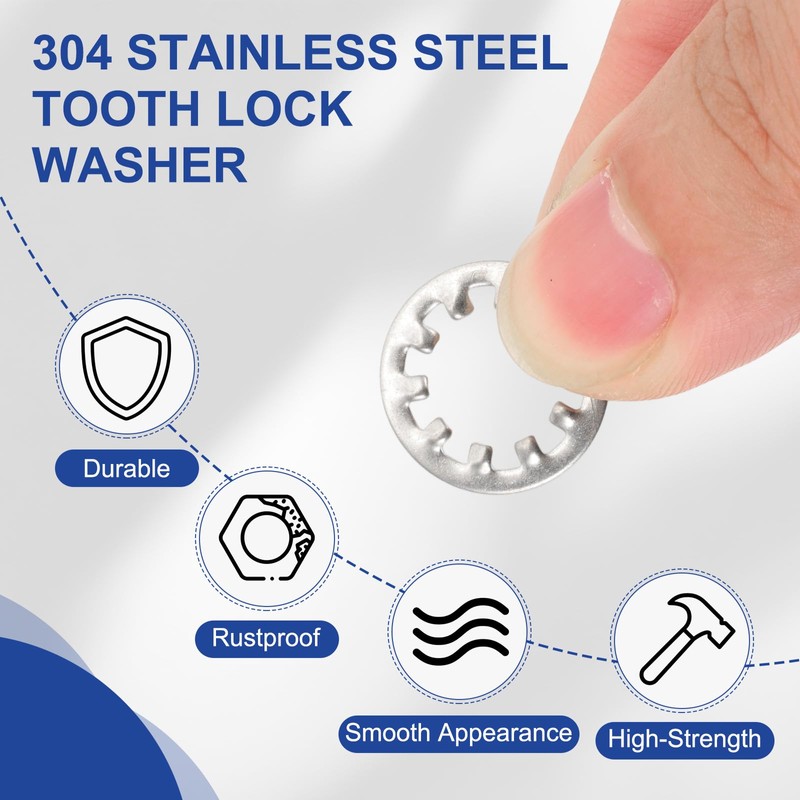 PATIKIL M10 Internal Tooth Lock Washers, 100Pcs 304 Stainless Steel