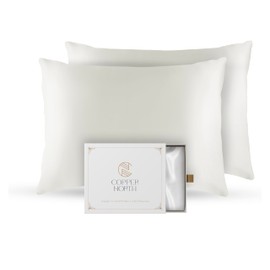 Copper Ionized Mulberry Silk Pillowcase - Smoother, Clearer Skin & Hair - Anti-Aging, Anti-Acne - 22 Momme High-Grade Fibers (2 Cases, Standard, Ivory White)