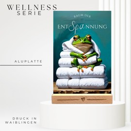 Frog Shield Wellness Towel Relaxation Frog Decorative Bathroom Wooden Stand