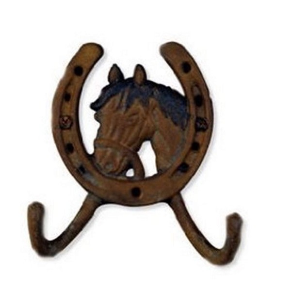 Sunset Vista Designs Cast Iron Double Wall Hook, Horse Shoe