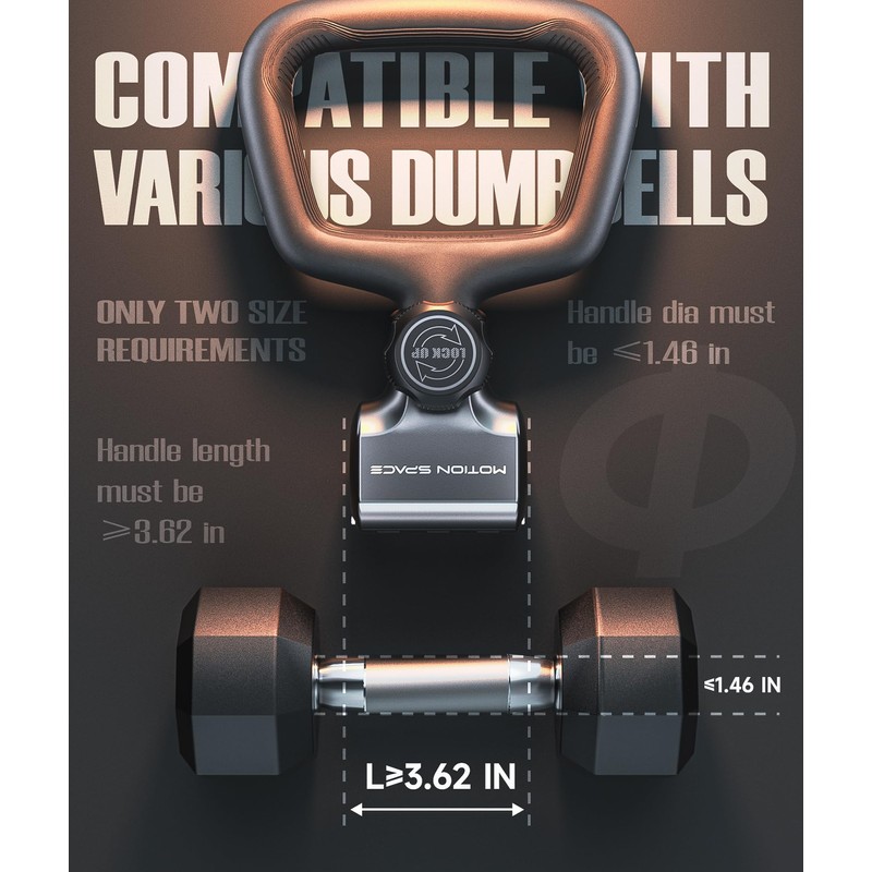 Motion Space Flexible Dumbbell Converter - Convert Dumbbells to Kettlebells