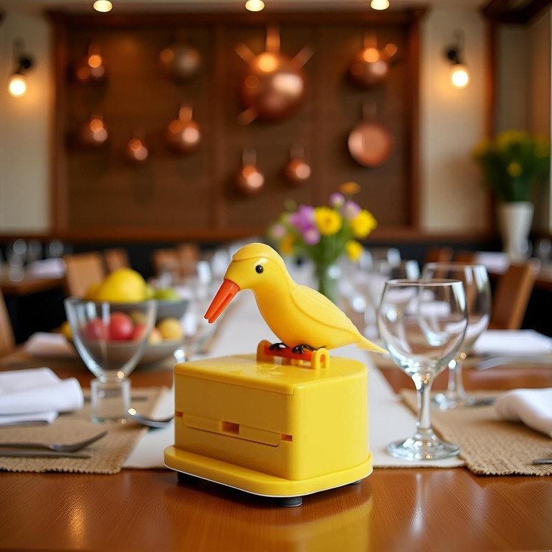 Ghwei Yellow Woodpecker Toothpick Dispenser, Cute Bird Toothpick Dispenser, Bird