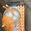 Stripe Paper Straws - Party Supply - Orange White -